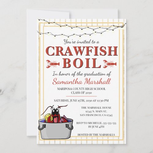 Crawfish Boil School Graduation Graduate Party Invitation