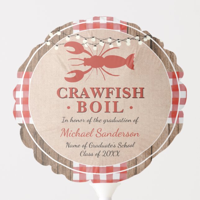Crawfish Boil School Graduation Party Balloon (Front)