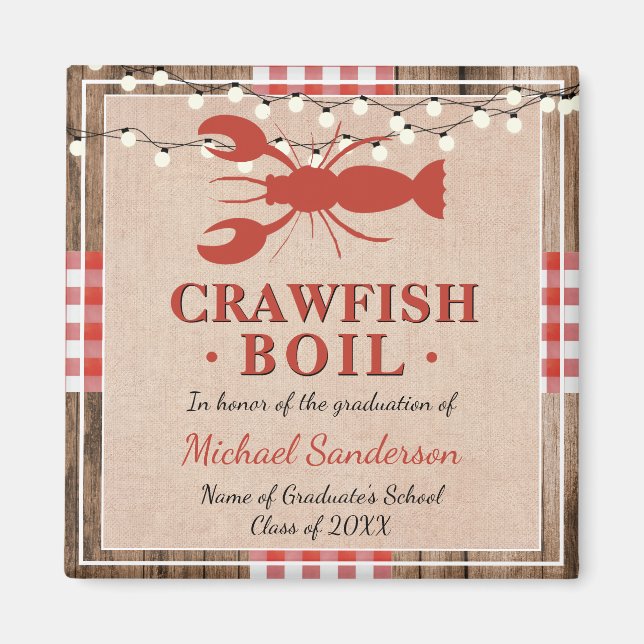 Crawfish Boil School Graduation Party Magnet (Front)