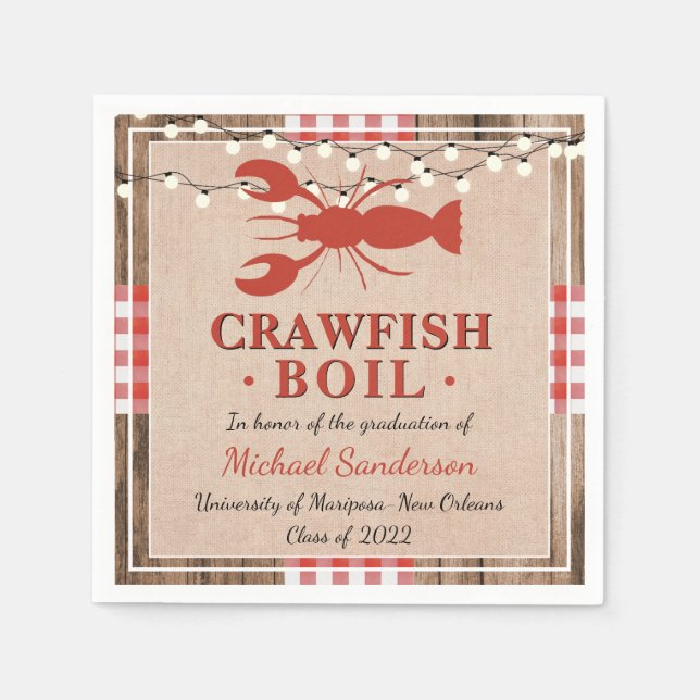 Crawfish Boil School Graduation Party Napkins (Front)
