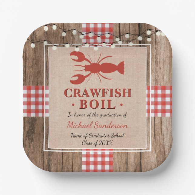 Crawfish Boil School Graduation Party Paper Plates (Front)