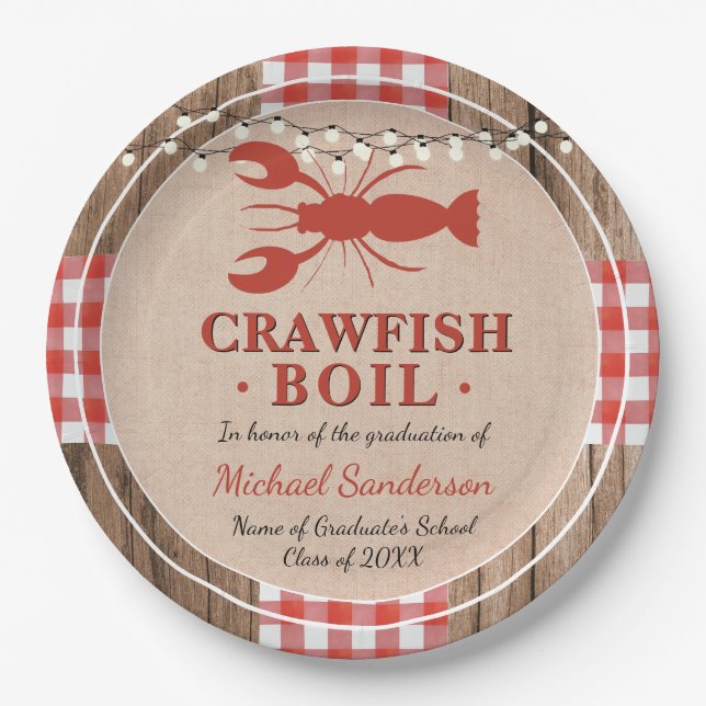 Crawfish Boil School Graduation Party Paper Plates (Front)