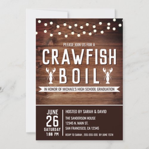 Crawfish Boil School Graduation Seafood Party Invitation