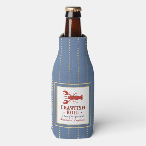 Crawfish Boil Seafood Blue Engagement Party Bottle Cooler