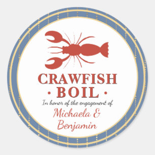 Crawfish Boil Seafood Blue Engagement Party Classic Round Sticker