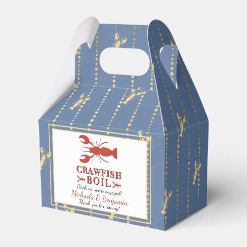 Crawfish Boil Seafood Blue Engagement Party Favor Boxes