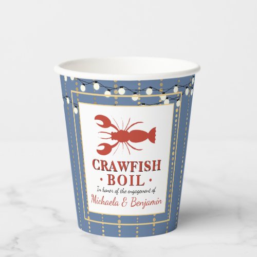 Crawfish Boil Seafood Blue Engagement Party Paper Cups