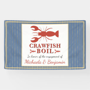 Crawfish Boil Seafood Blue Gold Engagement Party Banner