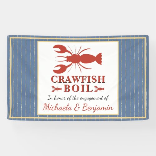 Crawfish Boil Seafood Blue Gold Engagement Party Banner