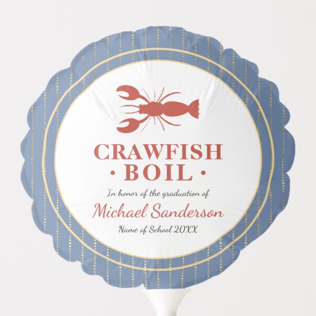 Crawfish Boil Seafood Blue Graduation Party Balloon (Front)