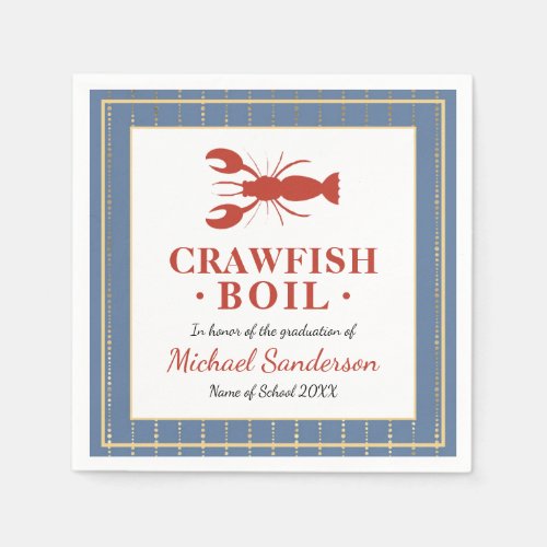 Crawfish Boil Seafood Blue Graduation Party Napkins