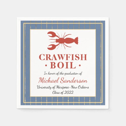 Crawfish Boil Seafood Blue Graduation Party Napkins