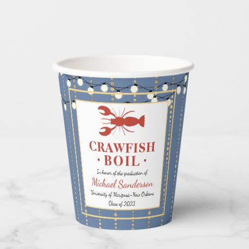 Crawfish Boil Seafood Blue Graduation Party Paper Cups