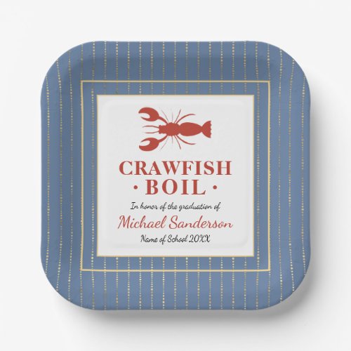 Crawfish Boil Seafood Blue Graduation Party Paper Plates