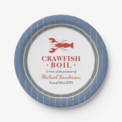 Crawfish Boil Seafood Blue Graduation Party Paper Plates