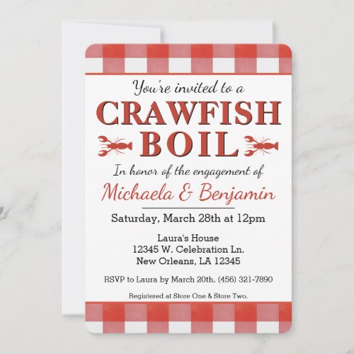 Crawfish Boil Seafood Couples Engagement Party Invitation