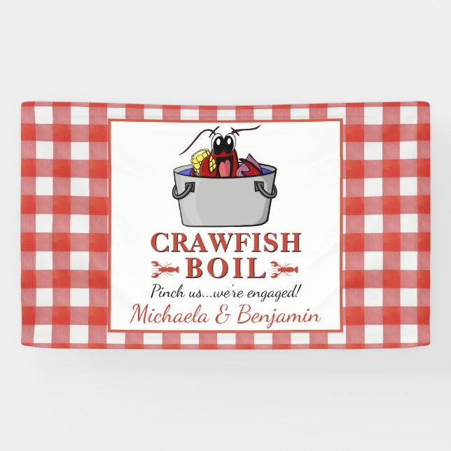 Crawfish Boil Seafood Engagement Party Banner (Horizontal)