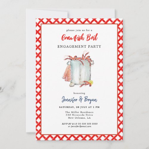 Crawfish Boil Seafood engagement party invitation