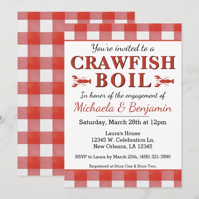 Crawfish Boil Seafood Engagement Party Invitation (Front/Back)