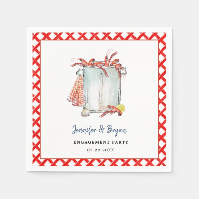 Crawfish Boil Seafood engagement party  Napkins (Front)