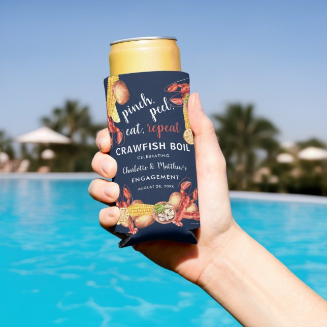 Crawfish Boil Seafood Engagement Party Seltzer Can Cooler (In Situ Pool)