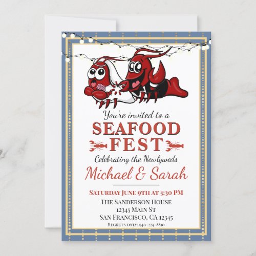 Crawfish Boil Seafood Fest Newlywed Engagement Invitation