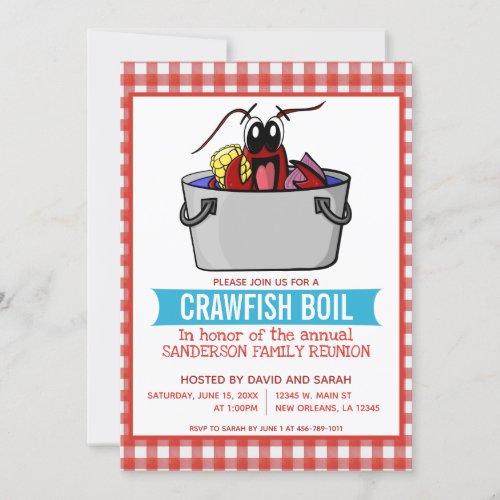 Crawfish Boil Seafood Party Picnic Family Reunion Invitation