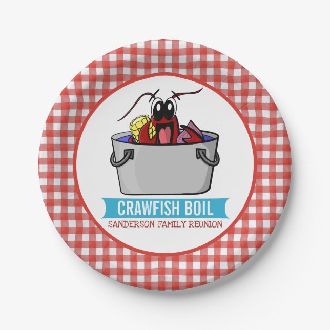 Crawfish Boil Seafood Party Picnic Family Reunion Paper Plates (Front)