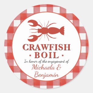 Crawfish Boil Seafood Party Red Picnic Engagement Classic Round Sticker