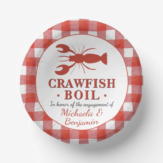 Crawfish Boil Seafood Party Red Picnic Engagement Paper Bowls (Front)