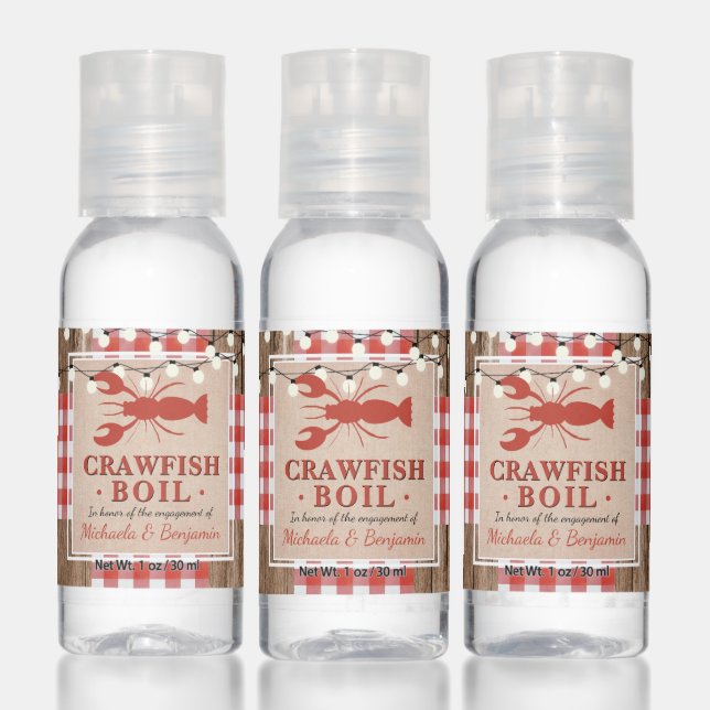 Crawfish Boil Seafood Rustic Engagement Party Hand Sanitizer (Set)