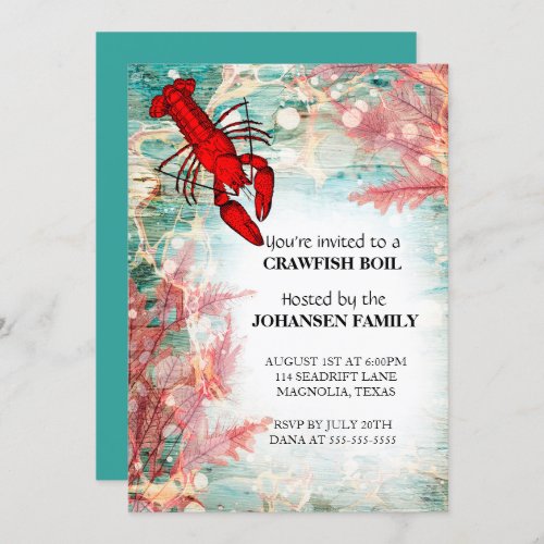 Crawfish Boil Seafood Summer Party Invitation