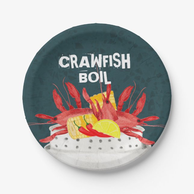 Crawfish Boil Seafood Summer Party Paper Plates (Front)