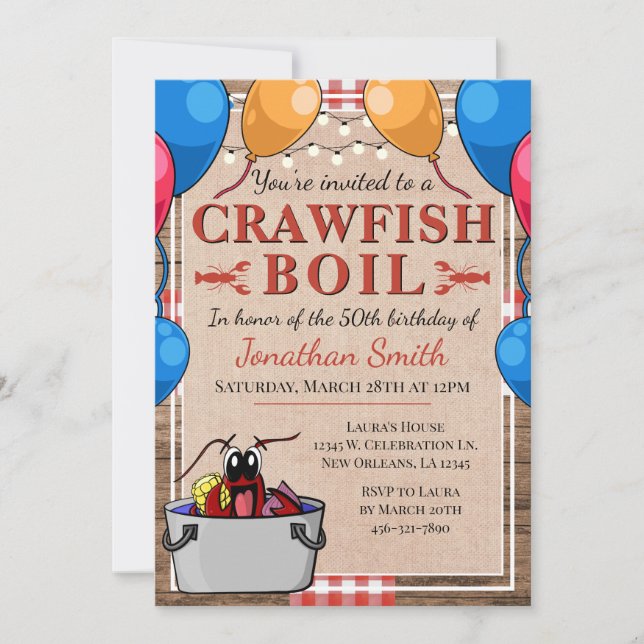 Crawfish Boil Special Event Birthday Invitation (Front)