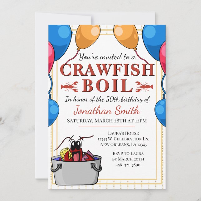 Crawfish Boil Special Event Birthday Invitation (Front)
