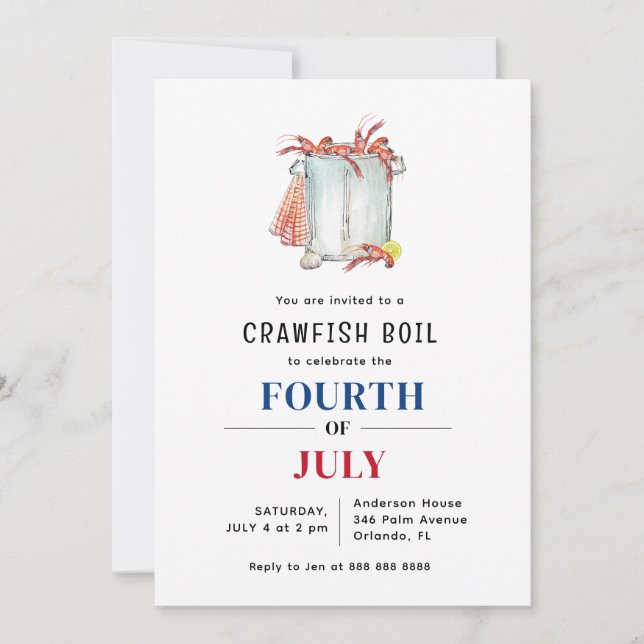 Crawfish Boil Summer party  Invitation (Front)