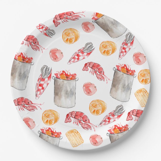 Crawfish boil summer party paper plate (Front)