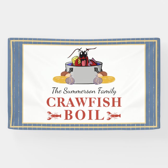Crawfish Boil Summer Seafood Barbecue Party Banner (Horizontal)