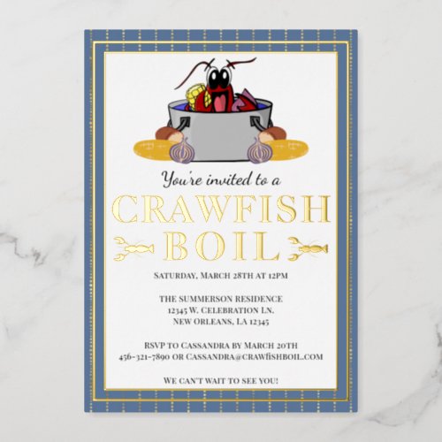 Crawfish Boil Summer Seafood Barbecue Party Foil Invitation