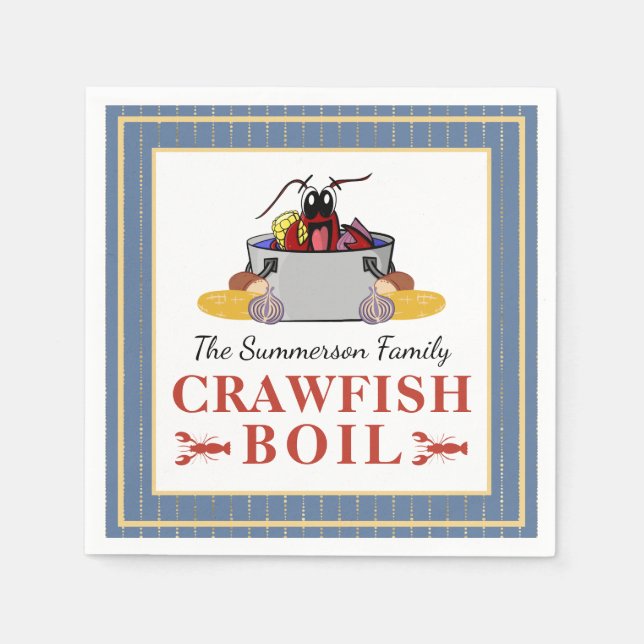 Crawfish Boil Summer Seafood Barbecue Party Napkins (Front)
