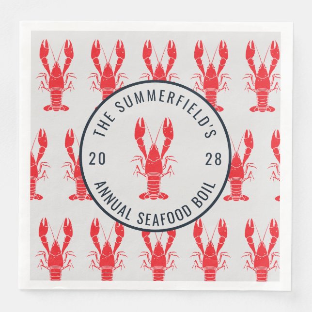 Crawfish Boil Summer Seafood Party Paper Paper Dinner Napkins (Front)