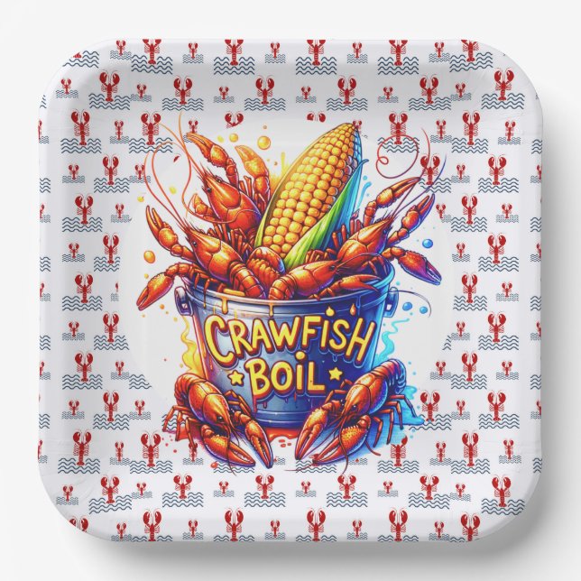 CRAWFISH BOIL THEME  PAPER PLATES (Front)