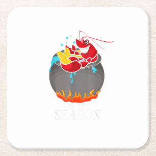 Crawfish Boil Tis The Season Crawdaddy Crayfish Fu Square Paper Coaster