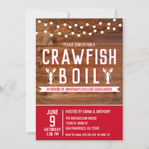 Crawfish Boil University College Graduation Party Invitation