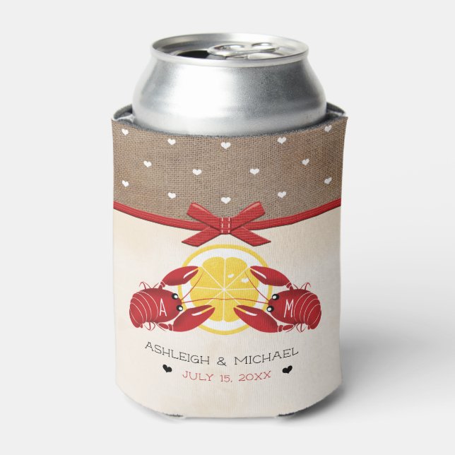 Crawfish Boil Wedding Couples Shower Can Cooler (Can Front)