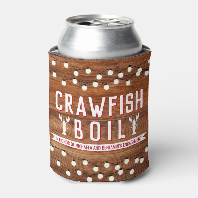 Crawfish Boil Wedding Engagement Party Favor Can Cooler (Can Front)
