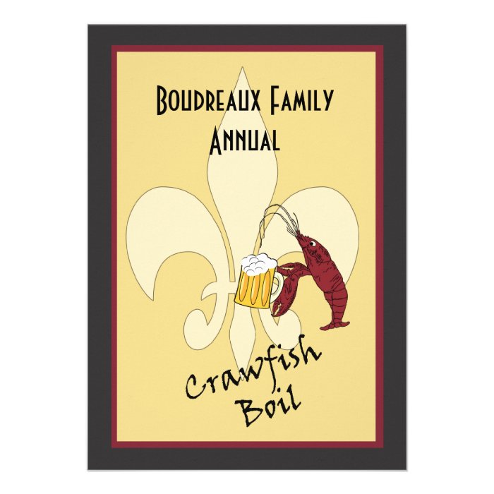 Crawfish Boil With Fleur de Lis Invitations