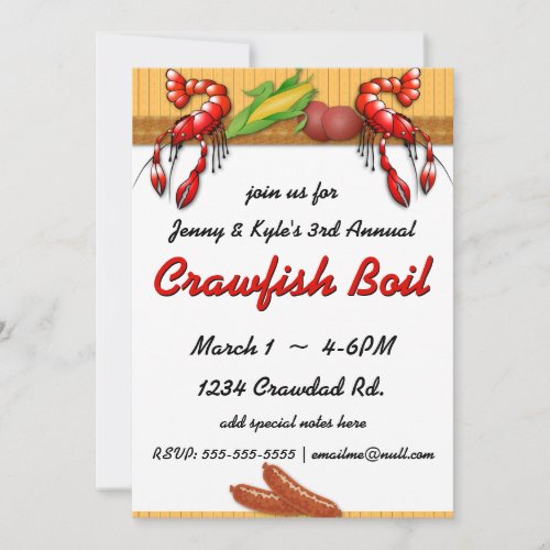 Crawfish Boil with Sausage Invitations