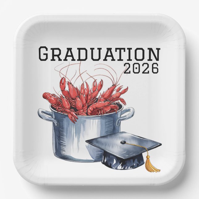 Crawfish & Caps: A Boiled Graduation Celebration  Paper Plates (Front)
