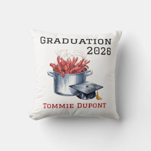 Crawfish & Caps: A Boiled Graduation Celebration Throw Pillow